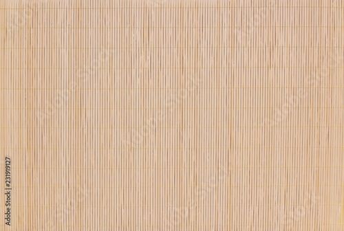 Mat made of wooden sticks texture background. Bamboo mate isolated on white.
