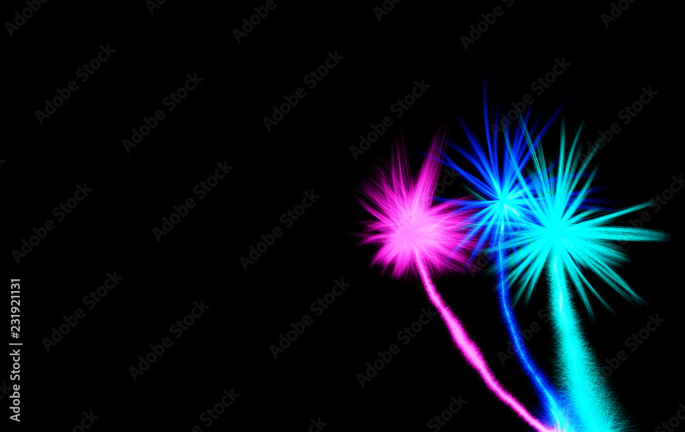 abstract plants on black background, isolated design element abstract plants on black background, isolated design element