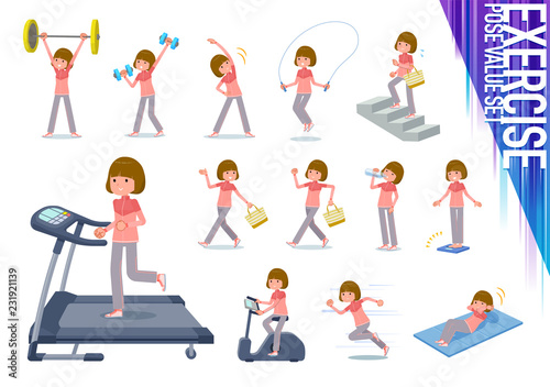 flat type Bob hair women Sportswear_exercise