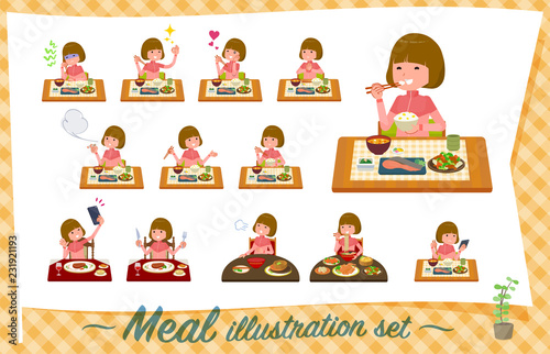 flat type Bob hair women Sportswear_Meal