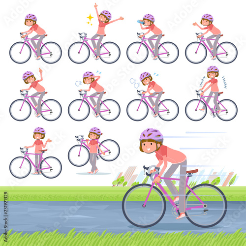 flat type Bob hair women Sportswear_road bike