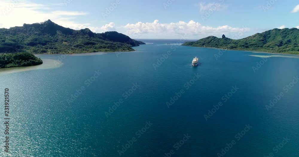 ship cruise in aerial view ship cruise in aerial view
