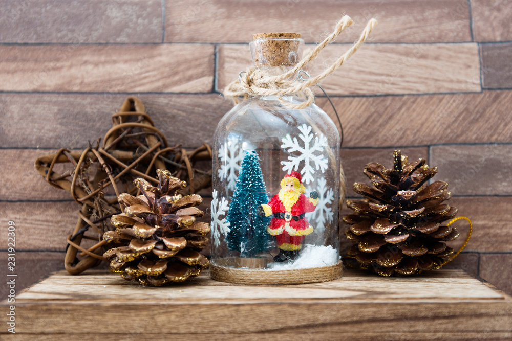 Christmas decoration collection over wooden background Christmas decoration collection over wooden background