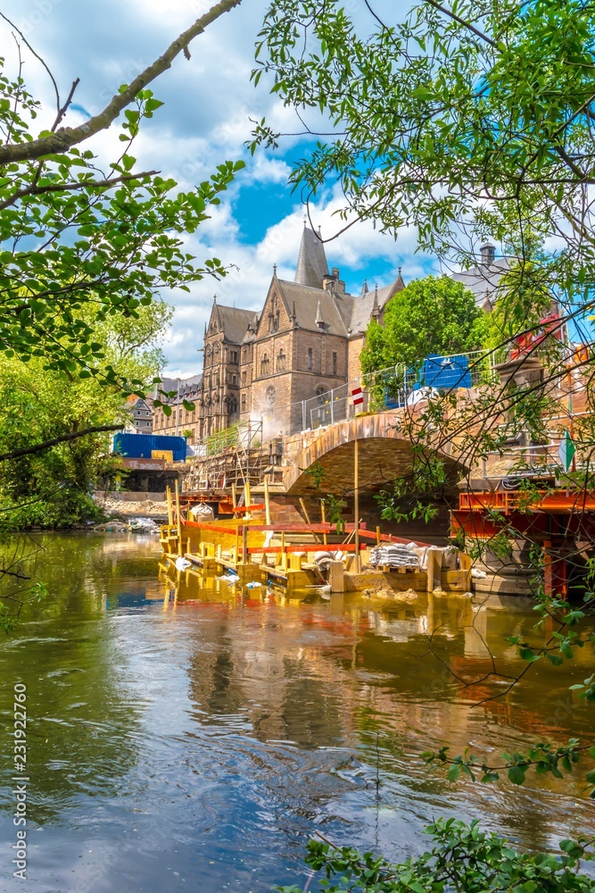 MARBURG, LAHN. GERMANY - The old Weidenhäuser Lahn bridge is restored and a  view of the old university in the center of Marburg in Hesse. Stock Photo |  Adobe Stock