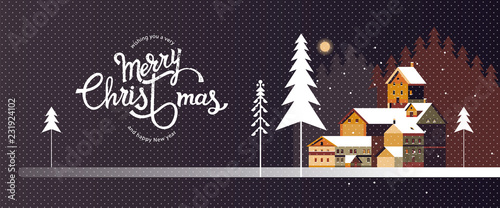 Wishing you a very Merry Christmas and Happy New year. Winter calligraphy and background. Vector illustration.