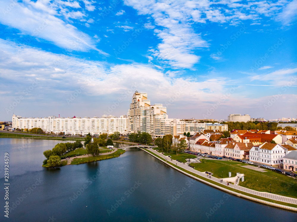 Obraz premium Minsk, Republic of Belarus. Top view aerial drone