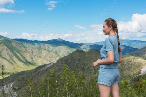 Woman portrait in he mountains