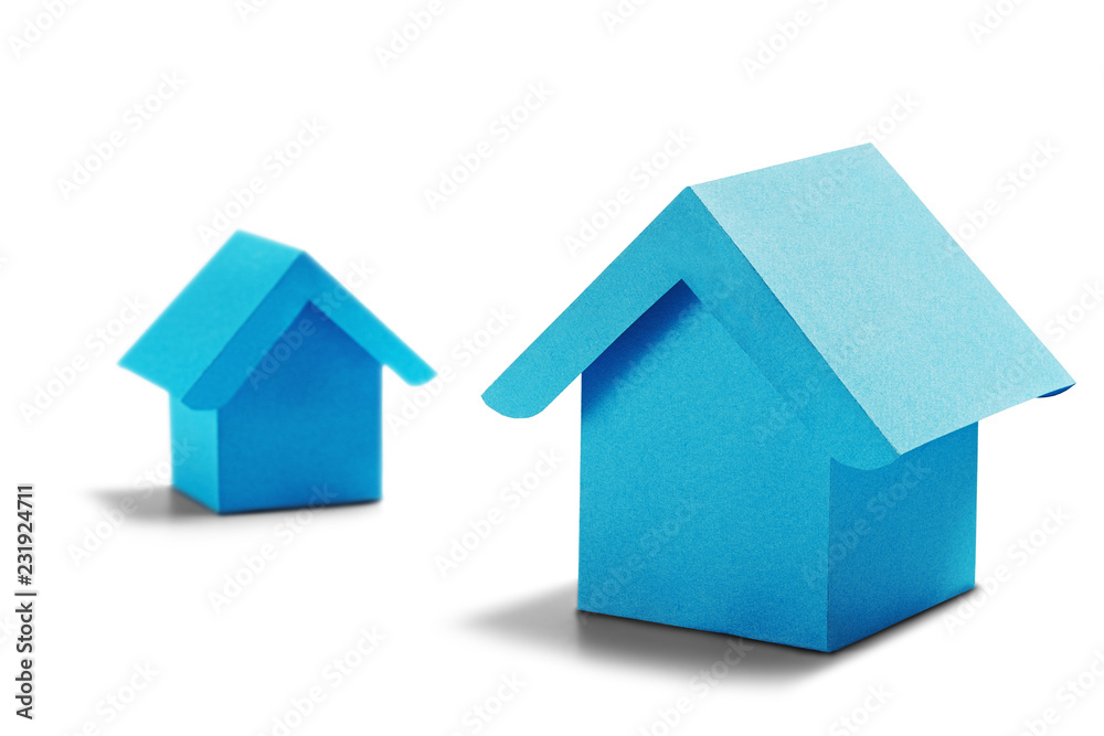 Estate concept, house with windows on isolated white background with shadow. Idea for real estate concept, personal property and family house. Estate concept, house with windows on isolated white background with shadow. Idea for real estate concept, personal property and family house.