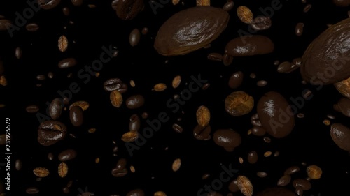 coffee beans in an infinite loop with alpha channel