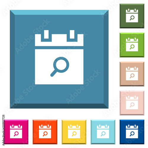 Find schedule item white icons on edged square buttons