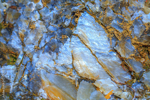 Foto The mica sheets and quartz silicate minerals