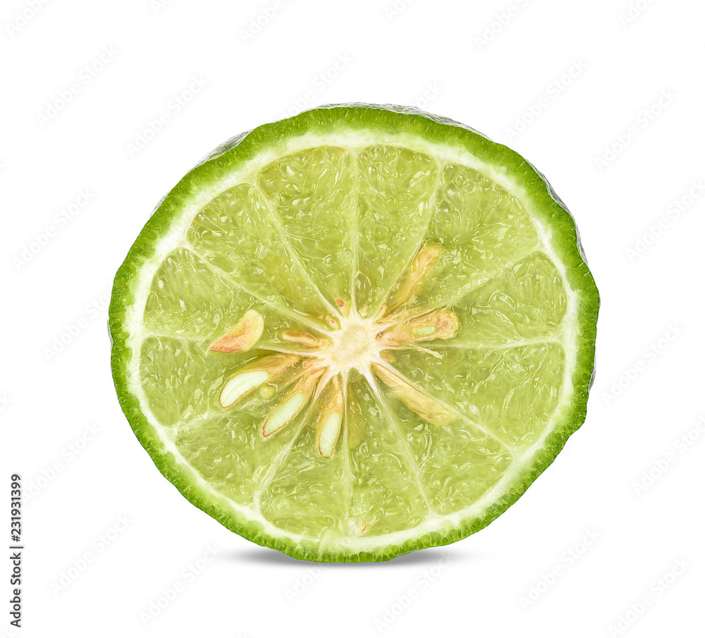 half of fresh bergamot isolated on white background half of fresh bergamot isolated on white background