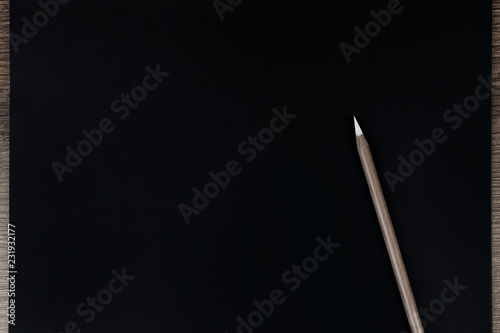 wooden pencil with white rod on black background