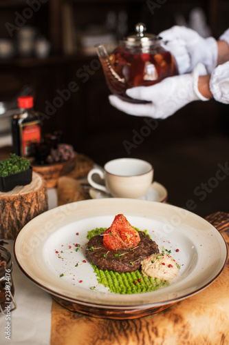 High kitchen: grilled beef ...