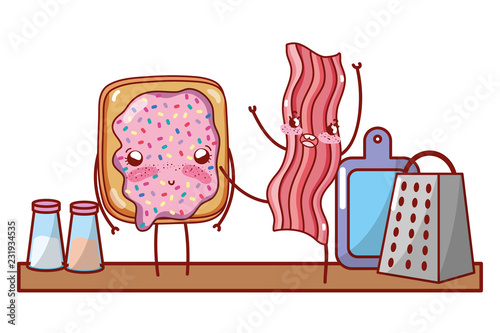 kitchenware and ingredients cartoon