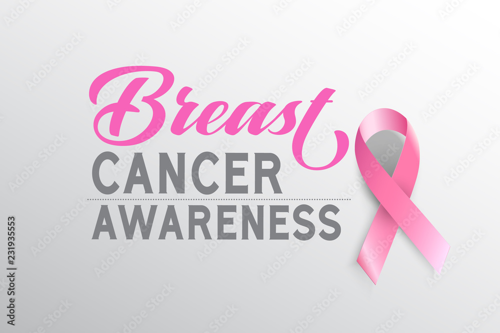Symbol Breast cancer awareness month in October. Realistic pink ribbon and design ribbon and phase text. Symbol Breast cancer awareness month in October. Realistic pink ribbon and design ribbon and phase text.