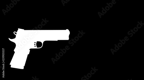 Isolated handgun shooting with black and white mask