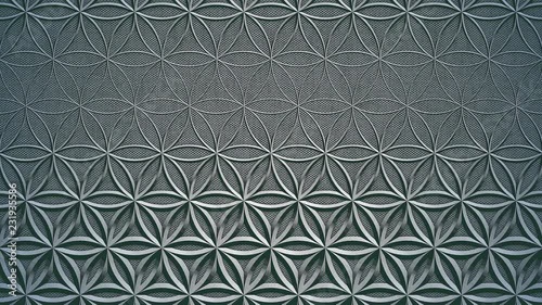 Abstract flower of life graphic slow motion vintage style background pattern. Seamless loop