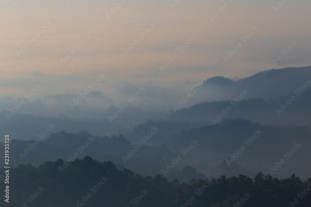 Sea of Fog , Landscape in Thailand. Morning on The Mountain. Travel Concept.