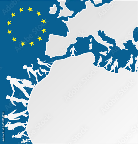 immigration people silhouette moving to europe