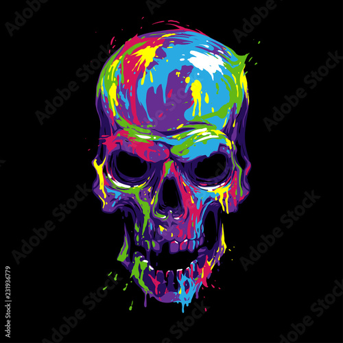 Skull in color paint