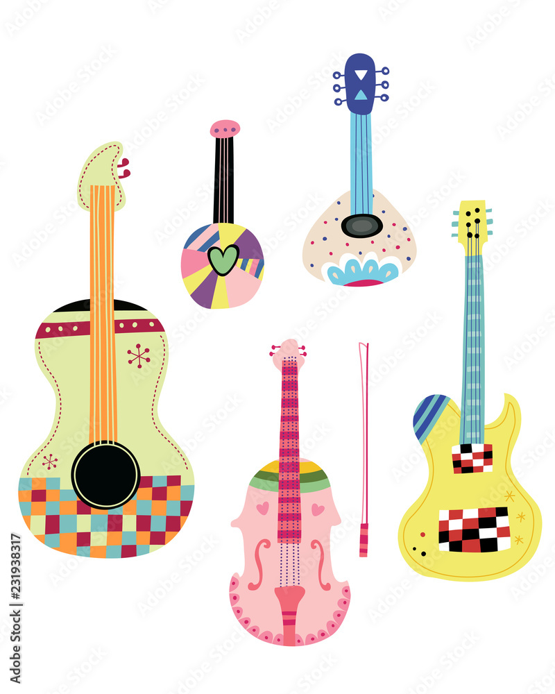 Fototapeta premium various kinds of Stringed instruments