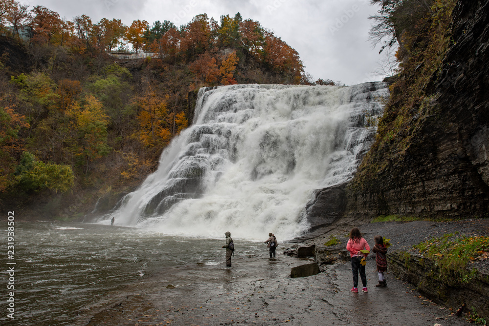 Ithaca Falls in the Finger Lakes region, Ithaca, New York. This is the