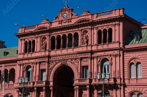 The Pink House (Casa Rosada) also known as Government House (Casa de Gobierno) is the executive mansion and office of the President of Argentina. Buenos Aires, Argentina