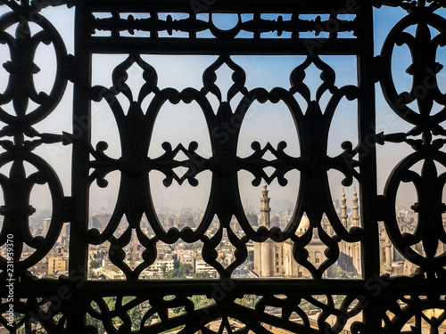 A view of the old Cairo and mosques from Cairo Citadel window