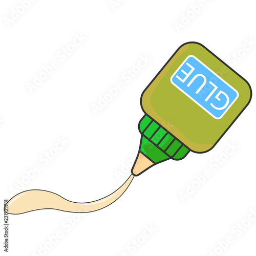 A jar with the inscription GLUE. Jar with squeezed out liquid. Vector illustration