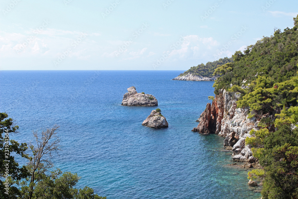 Stafylos skopelos greece aegean bay postcard seascape