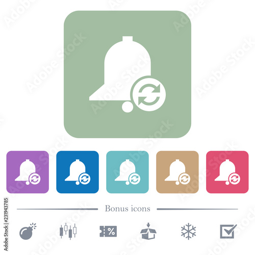 Refresh reminder flat icons on color rounded square backgrounds photo