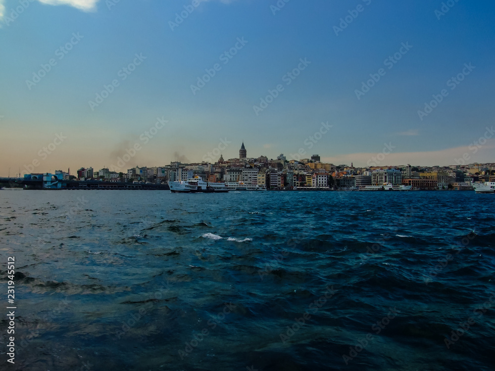 The view of Istanbul city, Galata Tower, Bosphorus