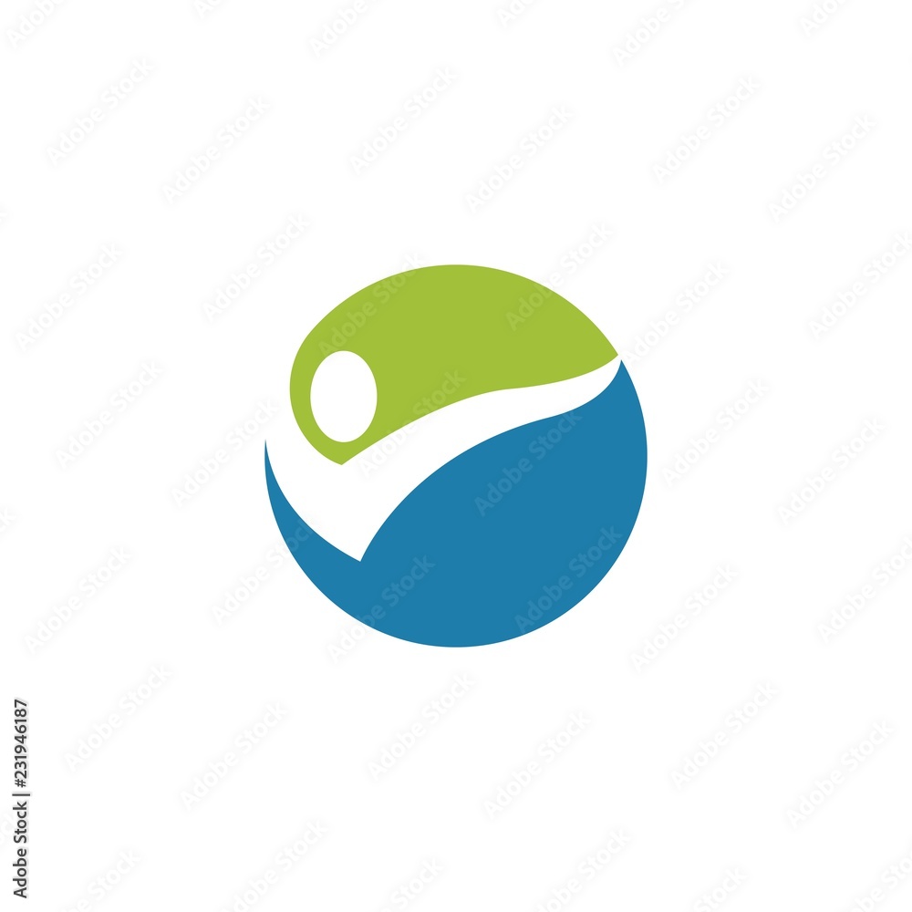 Swoosh green and blue people help together Swoosh green and blue people help together