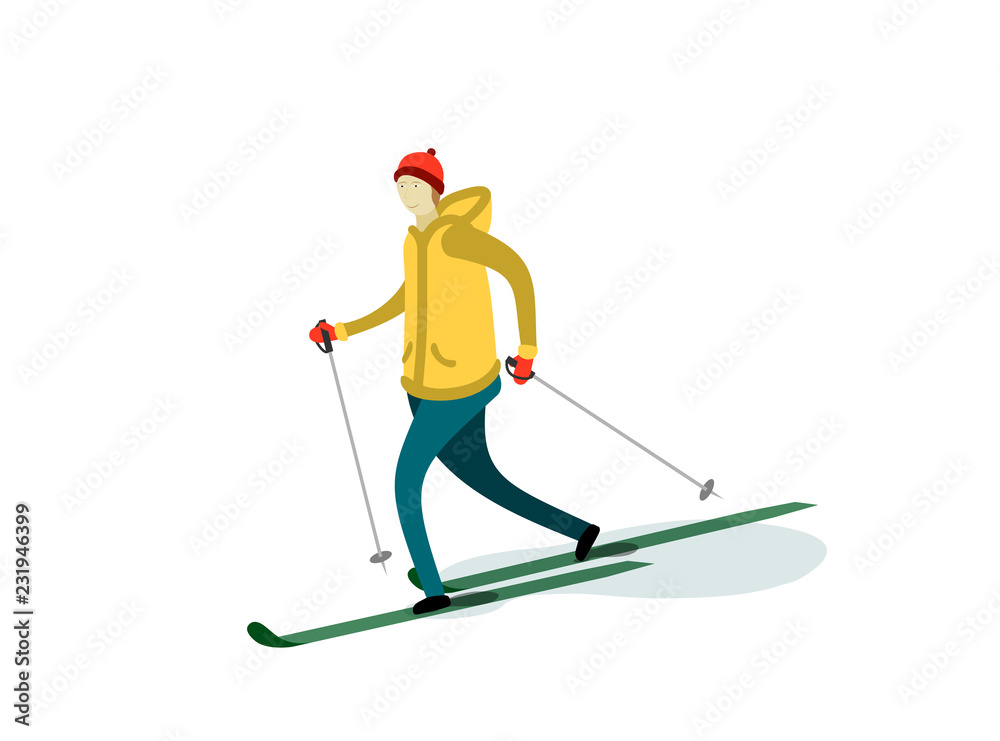 Man skiing winter time