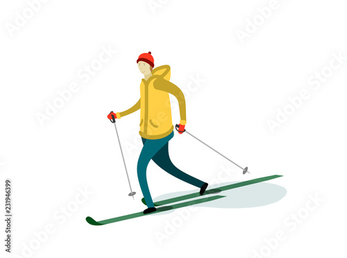 Man skiing winter time