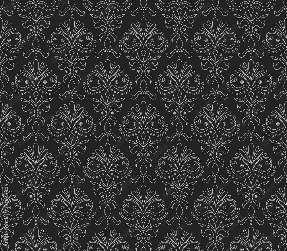 Fototapeta premium Vector Floral Ornamental Seamless Pattern. Geometric Flower Stylish Texture. Abstract Retro Tile Texture.