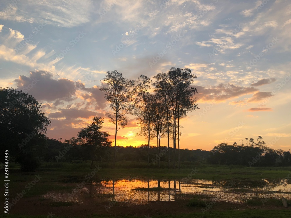 sunset over lake