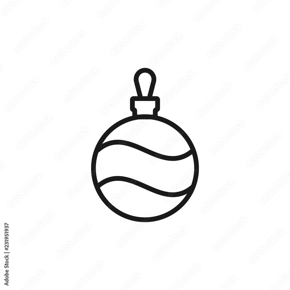 Christmas tree ball linear icon. Thin line illustration. Xmas tree bauble contour symbol. Vector isolated outline drawing Christmas tree ball linear icon. Thin line illustration. Xmas tree bauble contour symbol. Vector isolated outline drawing