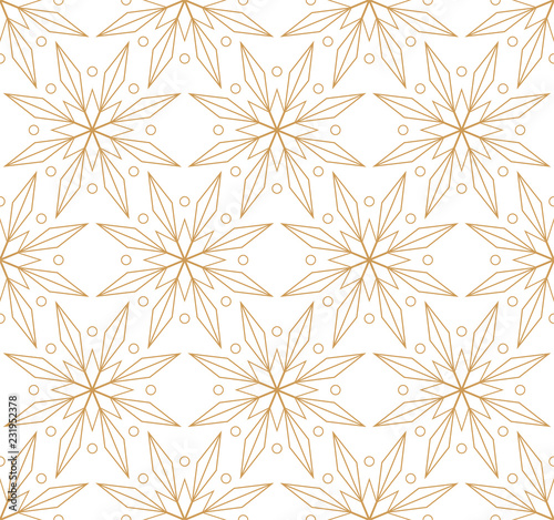 Vector seamless pattern with ornamental snowflakes. Elegant Christmas background. Art deco texture.