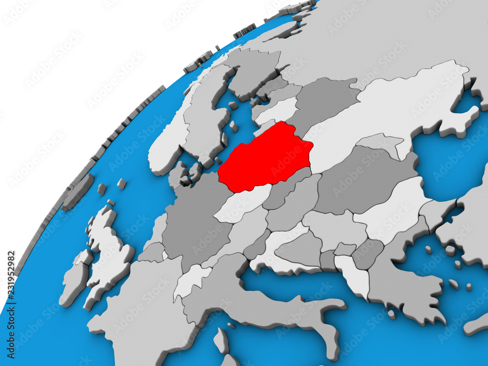 Fototapeta premium Poland on 3D globe.