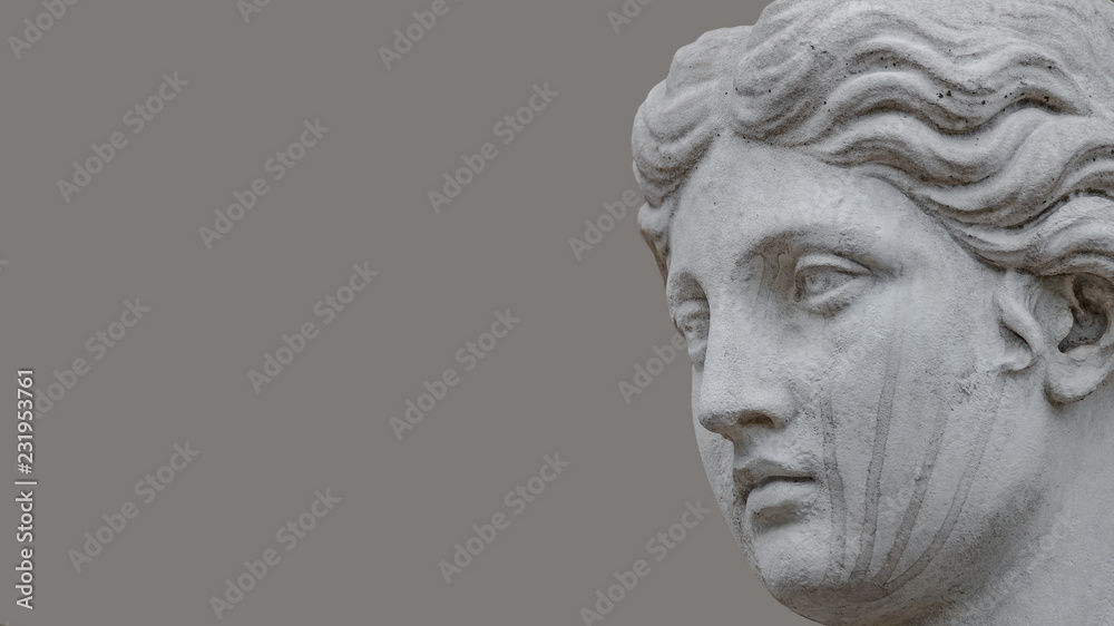 Ancient statue of sensual Italian renaissance era woman, Potsdam, Germany, details, closeup