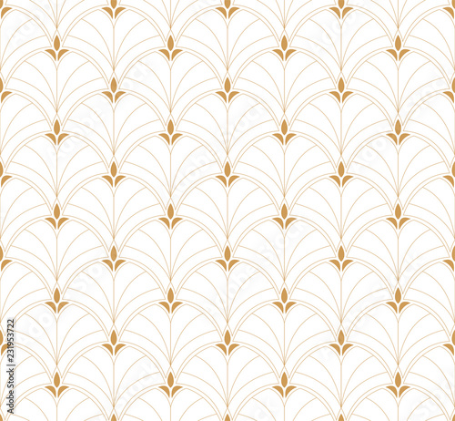 Seamless Arabesque Floral Pattern. Art Deco Style Background. Vector Abstract Flower Texture.