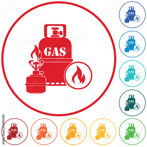 Camping stove with gas bottle icon