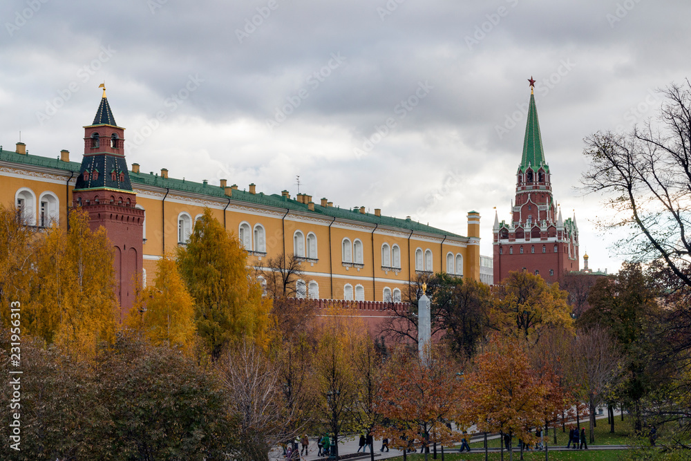Middle Arsenal, Troitskaya (Trinity) Towers and Arsenal of the Moscow Kremlin in autumn