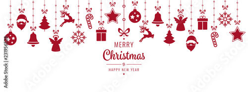 christmas red ornament elements hanging isolated background
