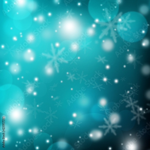 Shining night background. Snowfall. Light and bokeh. Winter night background. Christmas. New Year.
