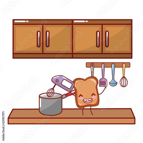Kitchen and food kawaii cartoons