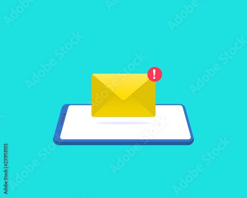 email message notification pop up from smartphone can use for, landing page, template, ui, web, mobile app, poster, banner, flyer