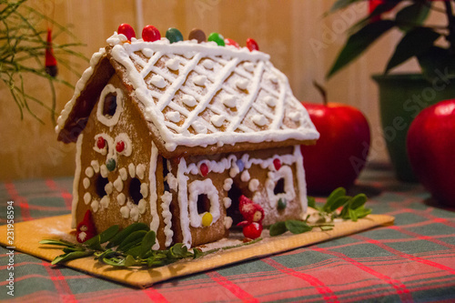 Beautiful home made ginger bread house, a traditional sweet during Christmas time for kids.